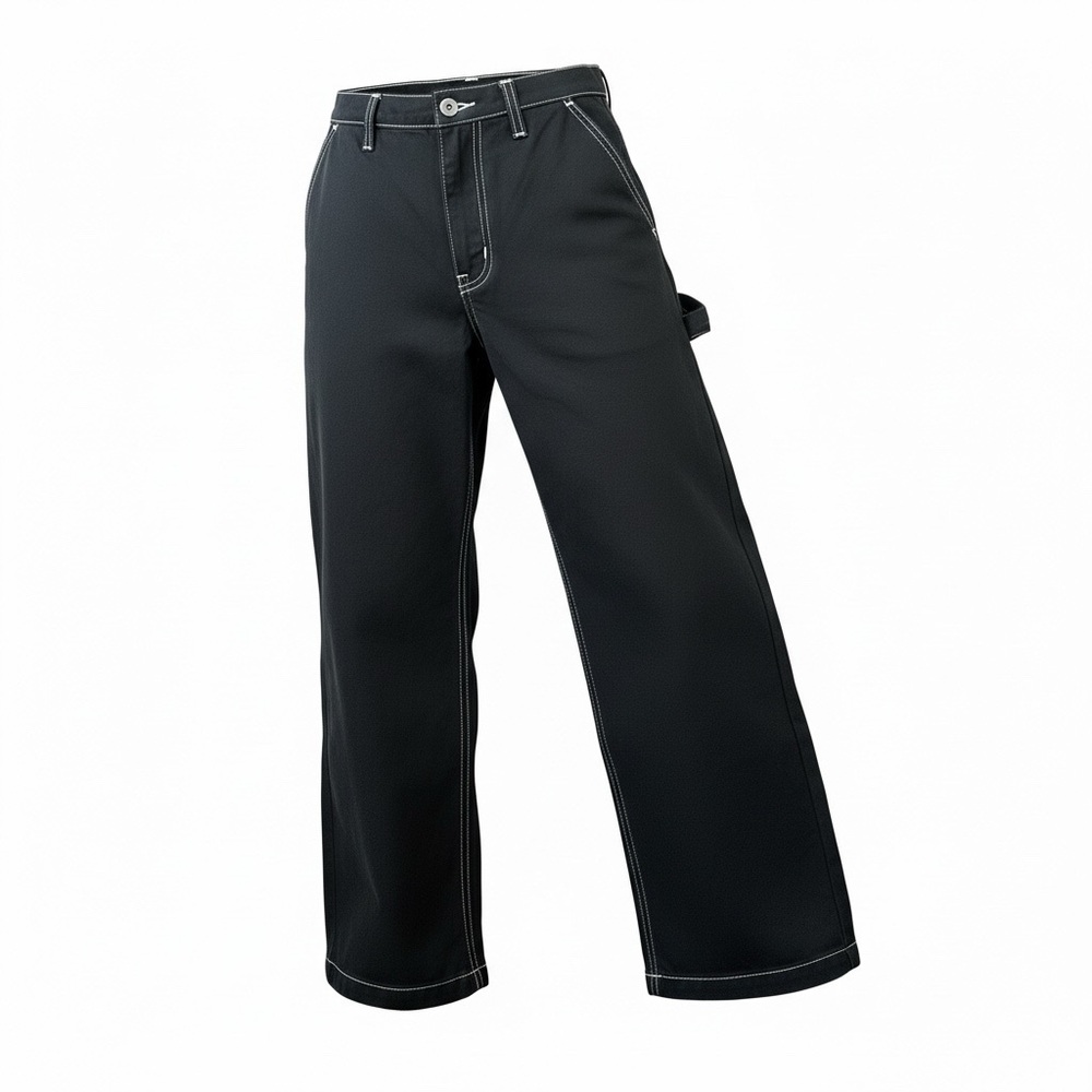 REFORMATION High-Rise Wide-Leg Black Jeans with Contrast Stitching, size 26 - Picture 2 of 11